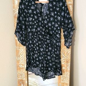 Dark blue floral romper